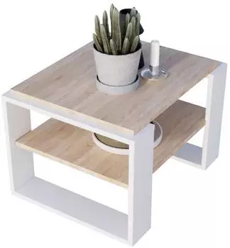 CraftPAK Kaja 63 Couchtisch rechteckig, Holzwerkstoff, Sonoma Eiche/wei&szlig; (Kaja 63)