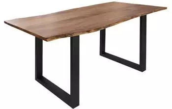 Massivmoebel24 FREEFORM 3 Baumkantentisch Akazie 200x100x76cm, Beine anthrazit matt (09-110-814-1250)