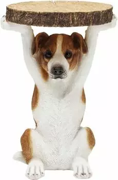 KARE Beistelltisch Animal Mr. Jack, Hund, braun/weiß, rund, Ø 33cm (81956)