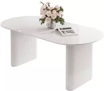 Lookway OVI Esstisch geriffelte Tischbasis, wei&szlig; hochglanz, 180x75x90cm (800001754634)