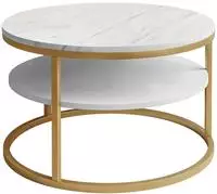 Lookway Couchtisch CIRI Slim LEVANTO &ndash; Runder 60 cm mit Ablage, Marmordekor...