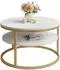 Lookway Ciri Slim Levanto Couchtisch mit Regal, rund, goldfarben, 60x42cm (800001175634)