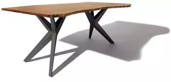 Massivmoebel24 FREEFORM 4 Baumkantentisch Akazie 160x90x76cm, natur lackiert, Beine anthrazit matt (09-106-821-5022)