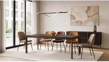 WFL GROUP Elan ausziehbarer Esstisch 180&ndash;270x90cm, Beton Dunkelgrau, braune Metallbeine
