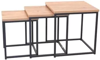 Moebel Direkt Online Heike Beistelltisch-Set 3-tlg., Metallbeine, eichefarben (029-3094)