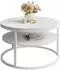 Lookway Ciri Slim Levanto Couchtisch rund mit Ablage, weiß, 60x42x60cm (800001175636)