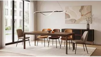 WFL GROUP Elan ausziehbarer Esstisch, Eiche braun rustikal, braune Metallbeine, 180&ndash;270x90cm