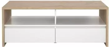 ebuy24 Next Couchtisch Eichen-Dekor, weiß hochglanz, 2 Schubladen (07-50319Phluu)