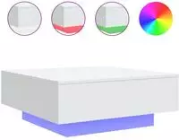 vidaXL Couchtisch mit LED-Leuchten Wei&szlig; 80x80x31 cm