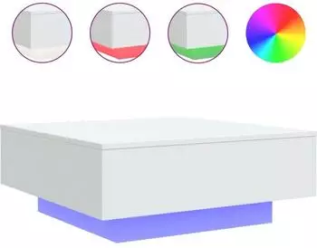 vidaXL Couchtisch mit LED-Beleuchtung, wei&szlig;, 80x80x31cm (836588)