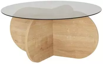 Hanah Home Bubble Couchtisch rund, Glas, Eiche geräuchert, 75x75x35cm (S2268)