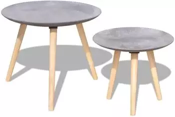 vidaXL Beistelltisch/Couchtisch-Set 2-tlg. 55cm & 44cm betongrau (243010)