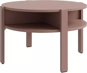 Forte Tobago runder Couchtisch mit 4 Ablagef&auml;chern, Holzwerkstoff, terracotta, &Oslash;74,4cm