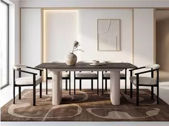 WFL GROUP Riven Esstisch rechteckig ausziehbar, Beton Dunkelgrau, Metallgestell (800001651904)