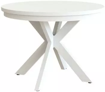 Beautysofa Bilbao Esstisch rund ausziehbar Ø100-180cm weiß, Metallbeine