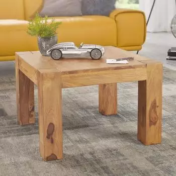 Finebuy Couchtisch quadratisch, Akazien-Massivholz, 60x60x40cm (SuVa2391_1)