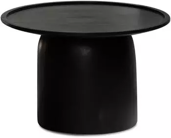 Wohnling Couchtisch rund, Mango Massivholz, schwarz, 60x60x40cm (WL6.811)