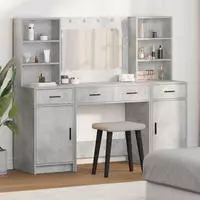 vidaXL Schminktischset mit LED 3 Stk. Beton Grau Holzwerkstoff