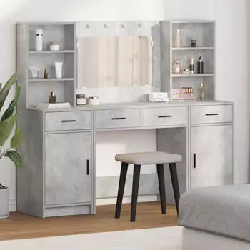 vidaXL Dressing table with LED + 3 drawers 3334284