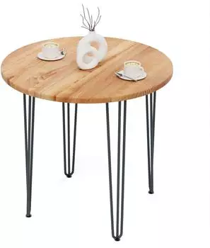 LAMO Manufaktur Runder Esstisch Holz, dunkel, Beine anthrazit, Ø80cm, 28mm