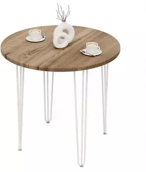 LAMO Manufaktur Runder Esstisch 80cm, Nussbaum, Beine elfenbein, 28mm