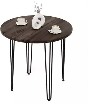 LAMO Manufaktur Runder Esstisch Ebenholz, schwarze Beine, Ø80cm, 28mm
