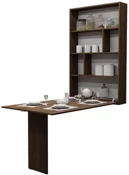 Mirjan24 Wandklapptisch Abi mit 2 Regalen, nussbaumfarben (Nuss Warmia)