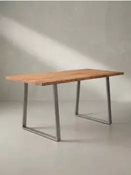 KADIMA DESIGN Tarn Esstisch Akazienholz Baumkante, goldbraun-chrom, 180x90cm