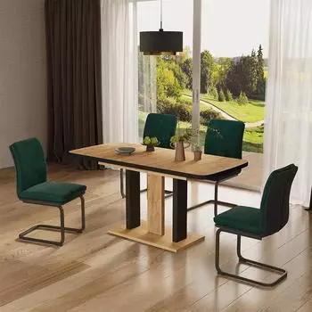 VICCO Fenaro Esstisch ausziehbar schwarz/Eiche 120-160x80cm (56586)