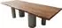 DeLife Edge Esstisch Akazie braun 260x100cm, Baumkante, Pilier Metall Titan
