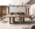 DeLife Edge Esstisch Akazie braun 260x100cm, Baumkante, Pilier Metall Titan