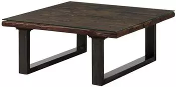 Massivmoebel24 Sevilla Couchtisch Altholz massiv, quadratisch 100x100x42cm, braun lackiert (33-200-753-0028)