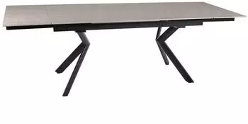 Feldmann-Wohnen Orton Ceramic Esstisch ausziehbar, Keramik, Travertin beige/schwarz matt (160-240x90x75cm)