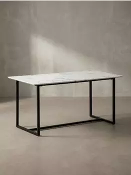 KADIMA DESIGN Esstisch Marmoroptik, wei&szlig;, 120x60x76cm, Metallbeine