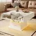 Stilvora Couchtisch mit Liftfunktion, LED, Schublade, Glasablage, Hochglanz, weiß (QTES5BV97HNAR4ET)