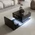 Stilvora Höhenverstellbarer Couchtisch mit LED, Glasplatte, schwarz hochglanz, 100×50cm (QTEH14CHEUOERFE)