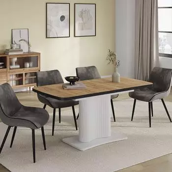 VICCO Fenaro Esstisch Goldkraft Eiche/wei&szlig;, 120-160x80cm ausziehbar (58007)