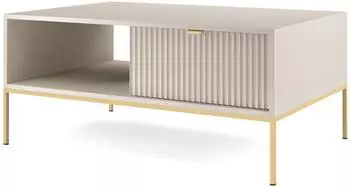 Masseno Stellare Couchtisch 104cm, Kaschmir, 2 Schubladen, goldene Beine (800001379692)