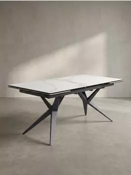 KADIMA DESIGN Esstisch ausziehbar, Keramik Marmoroptik wei&szlig;, 180&ndash;260cm (4255632583667)
