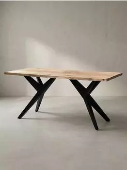 KADIMA DESIGN Esstisch Akazien-Massivholz mit Metallbeinen, rechteckig, 180x90x76cm