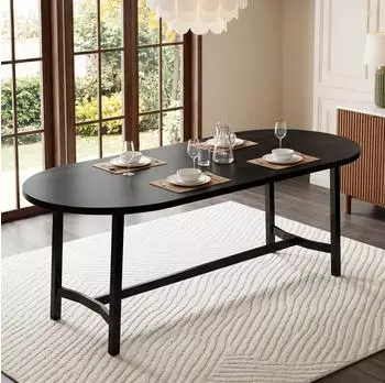 MODFU Esstisch mit abgerundeten Ecken, schwarz, 180&times;80&times;75cm