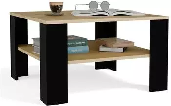 Top E Shop VALMONT Couchtisch quadratisch, Eiche, schwarz, mit Ablage (VALMONT)