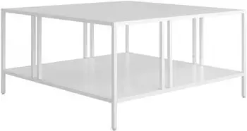 en.casa Kumlinge Couchtisch quadratisch, Metall, weiß, 80x80x40cm (85098118)