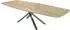 DeLife Edge Boot Esstisch 200-300x120cm Keramik Laminam® Sabbia, Kreuzgestell Edelstahl graphit