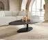 DeLife Edge Couchtisch oval 140x75cm Keramik Laminam® Noir Desir, Metall schwarz (42806)