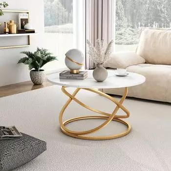 VICCO Couchtisch Calgary wei&szlig;/gold 79,5x46cm (41528)