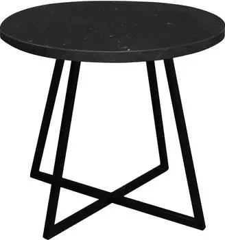 Mäusbacher Couchtisch rund, Keramik-Optik schwarz, Metallgestell, Ø60cm (6605-CT-rund+6605-UG-D)