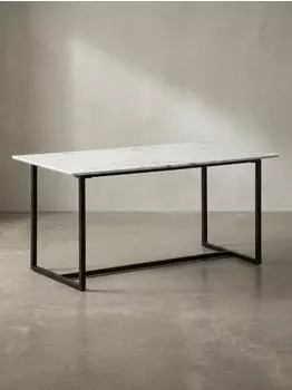 KADIMA DESIGN Esstisch Marmoroptik, wei&szlig;, 160x80x76cm, Metallbeine