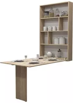 Mirjan24 Wandklapptisch Albi mit 2 Regalen, Sonoma Eiche