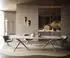 DeLife Edge Esstisch 300x100cm Keramik Onyx Pearl Estelar, Metall Effektfinish Titan